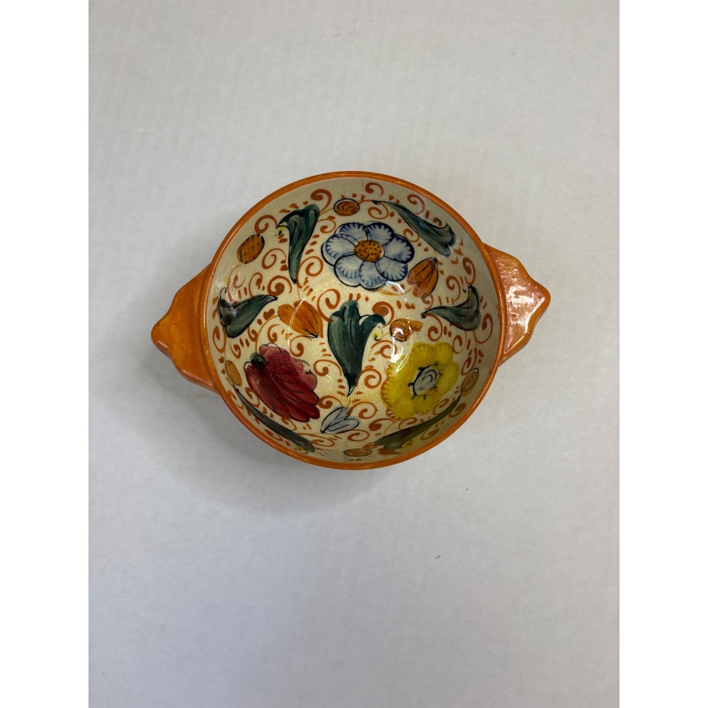 Vtg MidCentury Saratoga Lane Hand Painted Ceramic Trinket Bowl Japan Made Boho